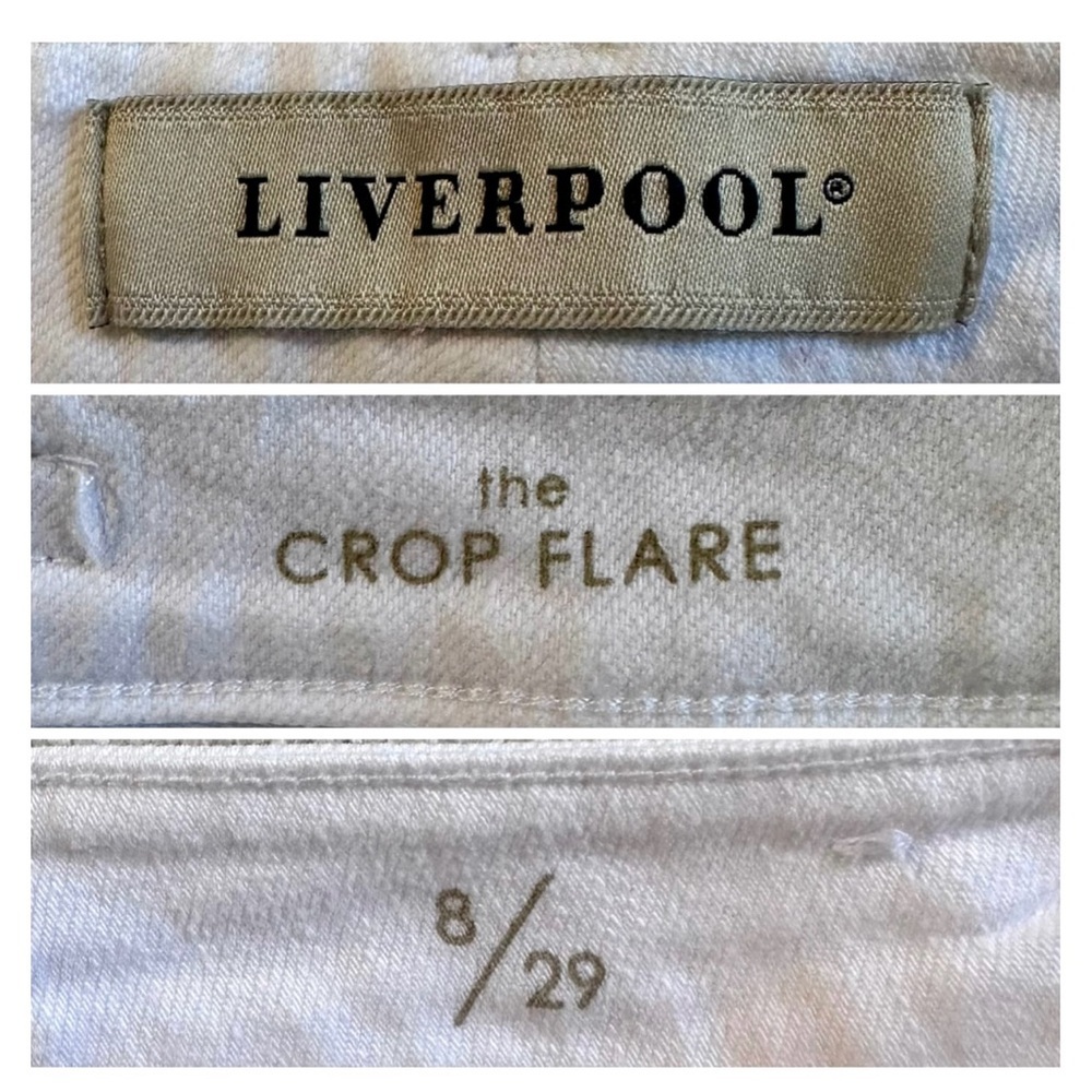 LIVERPOOL Crop Flare Hannah Jeans Embroidered Eyelet Raw Hem Pants Stretch 8 29 - Picture 9 of 16